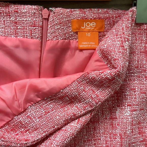 Joe fresh Coral Pink White Tweed Short A-Line Skirt Size 10 Pockets Career - Picture 7 of 7